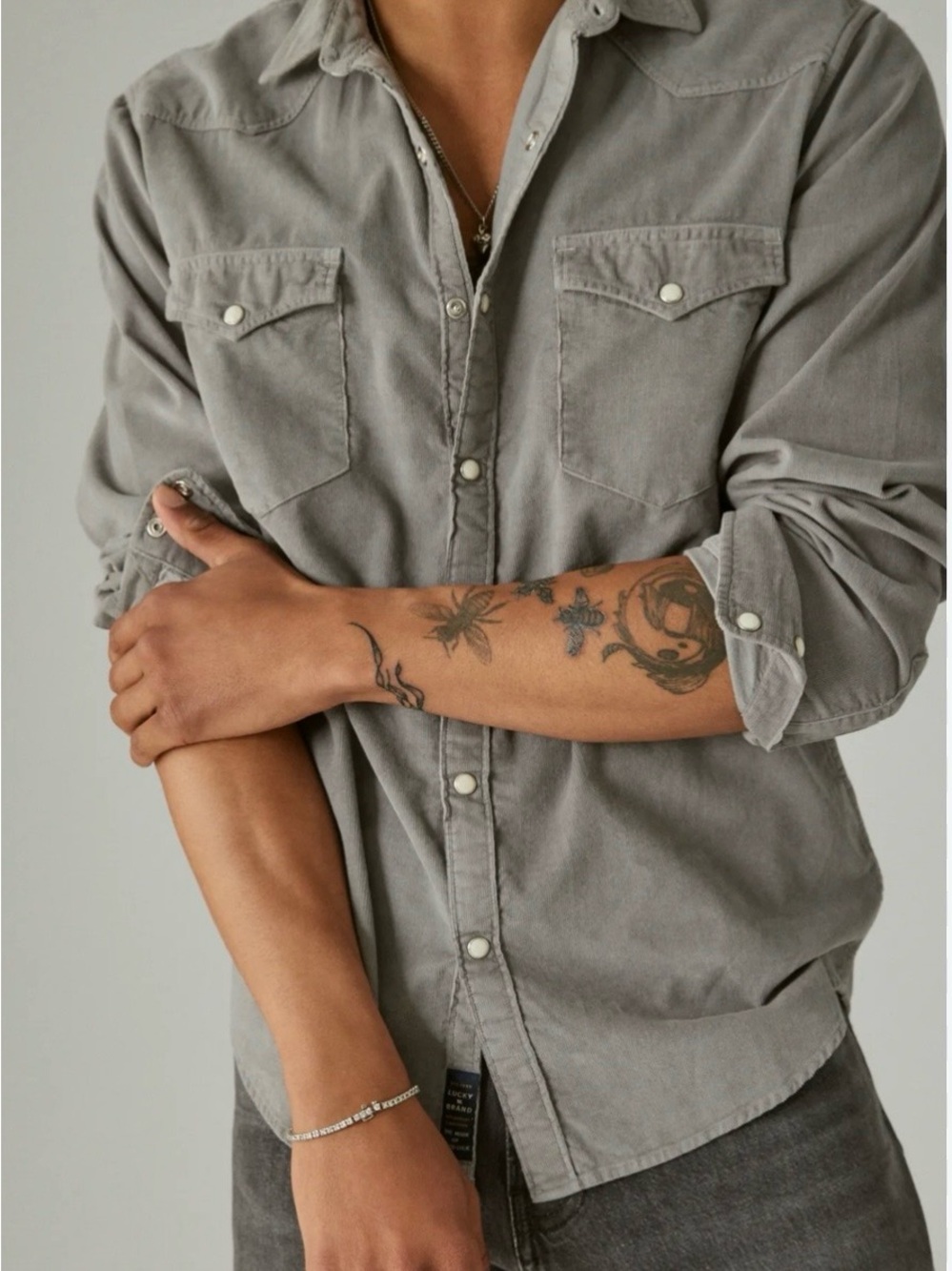 Lucky Brand Saturday Stretch
Western Shirt Men's XL Grey Green
Button Up